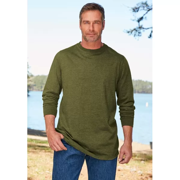 Boulder Creek by Kingsize Mens Big ampamp Tall Heavyweight LongSleeve No Pocket Crewneck TeeCarbon