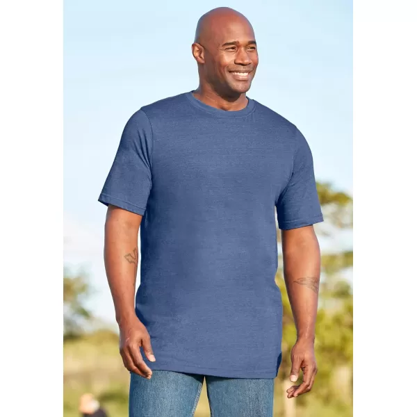 Boulder Creek by Kingsize Mens Big ampamp Tall Heavyweight LongerLength Crewneck TShirtHeather Blue