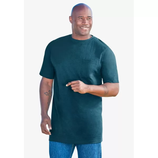 Boulder Creek by Kingsize Mens Big ampamp Tall Heavyweight LongerLength Pocket Crewneck TShirtElectric Green