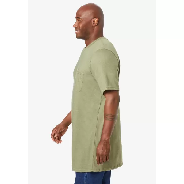 Boulder Creek by Kingsize Mens Big ampamp Tall Heavyweight LongerLength Pocket Crewneck TShirtElectric Green