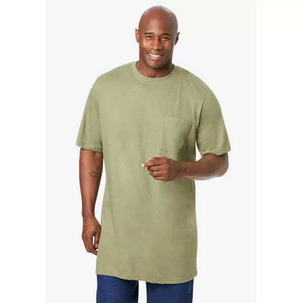 Boulder Creek by Kingsize Mens Big ampamp Tall Heavyweight LongerLength Pocket Crewneck TShirtElectric Green