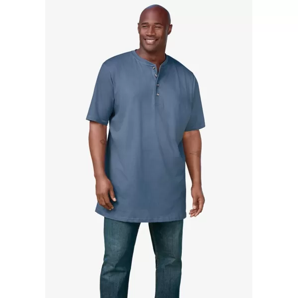 Boulder Creek by Kingsize Mens Big ampamp Tall Heavyweight LongerLength ShortSleeve Henley ShirtBlack