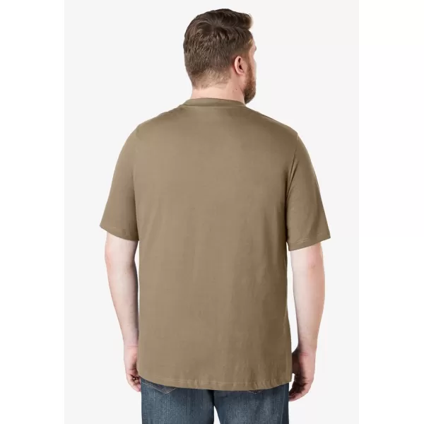 Boulder Creek by Kingsize Mens Big ampamp Tall Heavyweight Pocket Crewneck TShirtDark Khaki