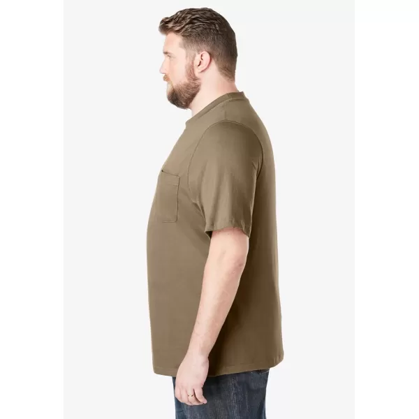 Boulder Creek by Kingsize Mens Big ampamp Tall Heavyweight Pocket Crewneck TShirtDark Khaki