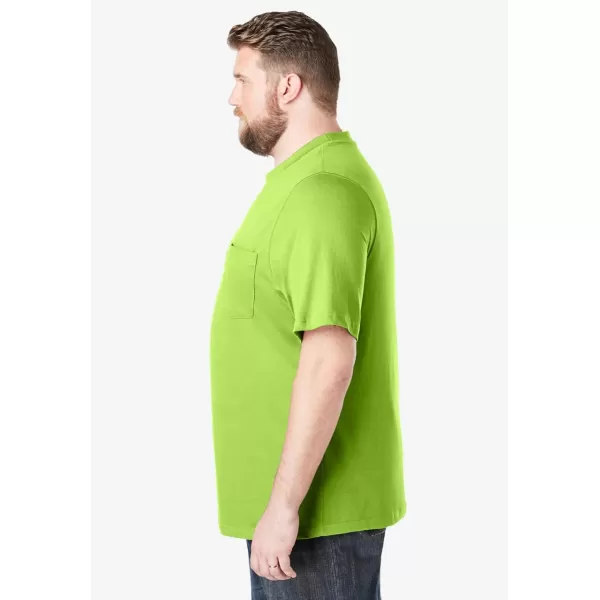 Boulder Creek by Kingsize Mens Big ampamp Tall Heavyweight Pocket Crewneck TShirtElectric Green