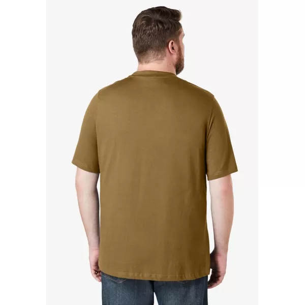 Boulder Creek by Kingsize Mens Big ampamp Tall Heavyweight Pocket Crewneck TShirtHeather Boulder Brown