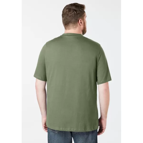 Boulder Creek by Kingsize Mens Big ampamp Tall Heavyweight Pocket Crewneck TShirtHeather Moss