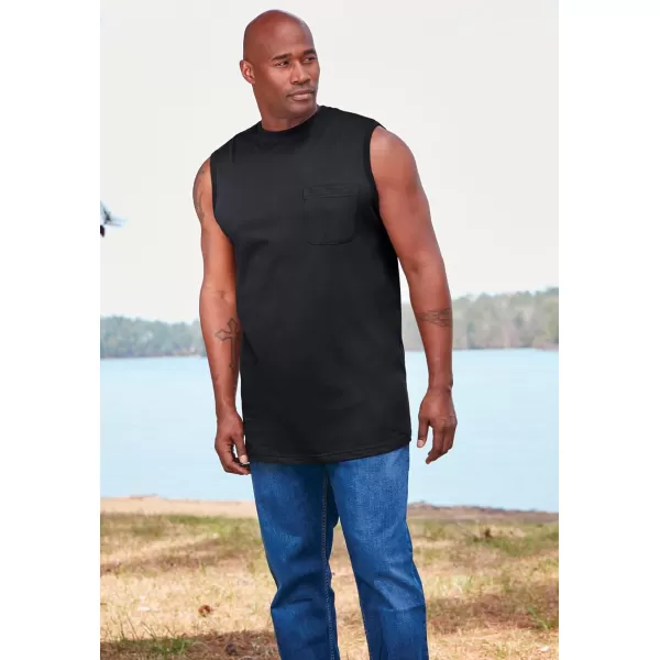 Boulder Creek by Kingsize Mens Big ampamp Tall Heavyweight Pocket Muscle TeeBlack