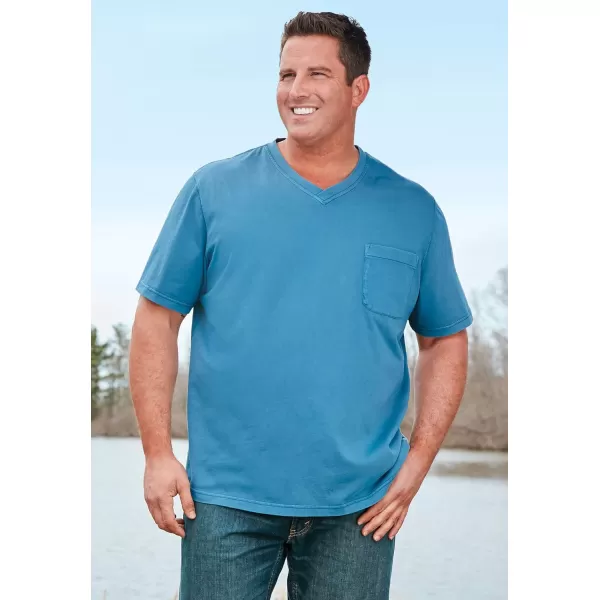 Boulder Creek by Kingsize Mens Big ampamp Tall Heavyweight Pocket VNeck TeeMidnight Teal