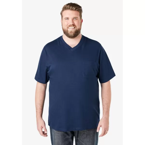 Boulder Creek by Kingsize Mens Big ampamp Tall Heavyweight Pocket VNeck TeeMidnight Teal