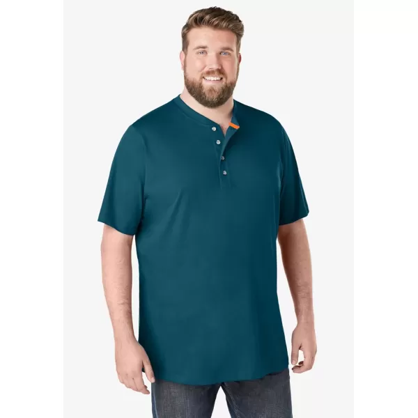 Boulder Creek by Kingsize Mens Big ampamp Tall Heavyweight ShortSleeve Henley ShirtClassic Teal Marl