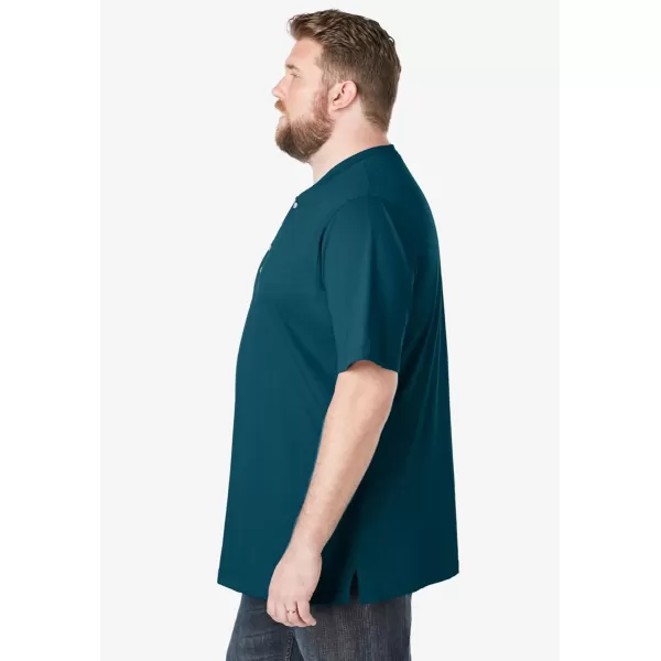 Boulder Creek by Kingsize Mens Big ampamp Tall Heavyweight ShortSleeve Henley ShirtClassic Teal Marl