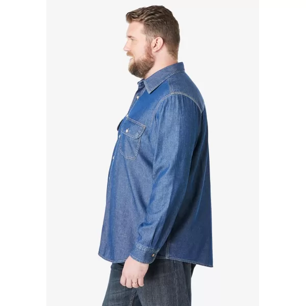 Boulder Creek by Kingsize Mens Big ampamp Tall Long Sleeve Denim and Twill ShirtBleach Denim