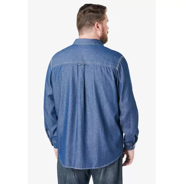 Boulder Creek by Kingsize Mens Big ampamp Tall Long Sleeve Denim and Twill ShirtBleach Denim