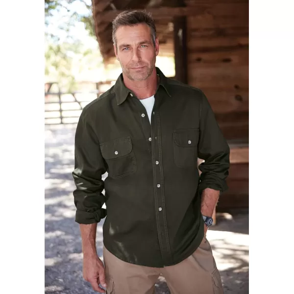 Boulder Creek by Kingsize Mens Big ampamp Tall Long Sleeve Denim and Twill ShirtDark Khaki