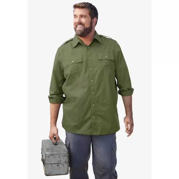 Boulder Creek by Kingsize Mens Big ampamp Tall Long Sleeve Pilot ShirtDark Khaki