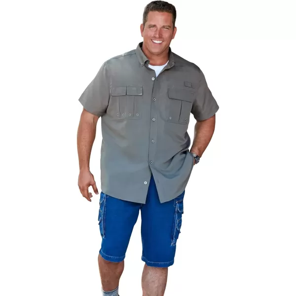 Boulder Creek by Kingsize Mens Big ampamp Tall OffShore ShortSleeve Sport ShirtOlive