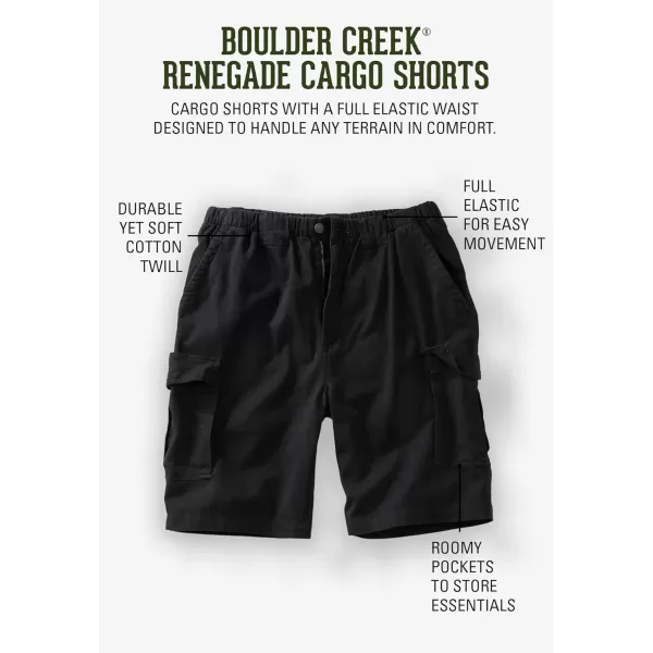 Boulder Creek by Kingsize Mens Big ampamp Tall Renegade 9quot Full Elastic Waist Cargo ShortsBark