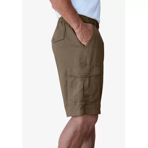 Boulder Creek by Kingsize Mens Big ampamp Tall Renegade 9quot Full Elastic Waist Cargo ShortsBark