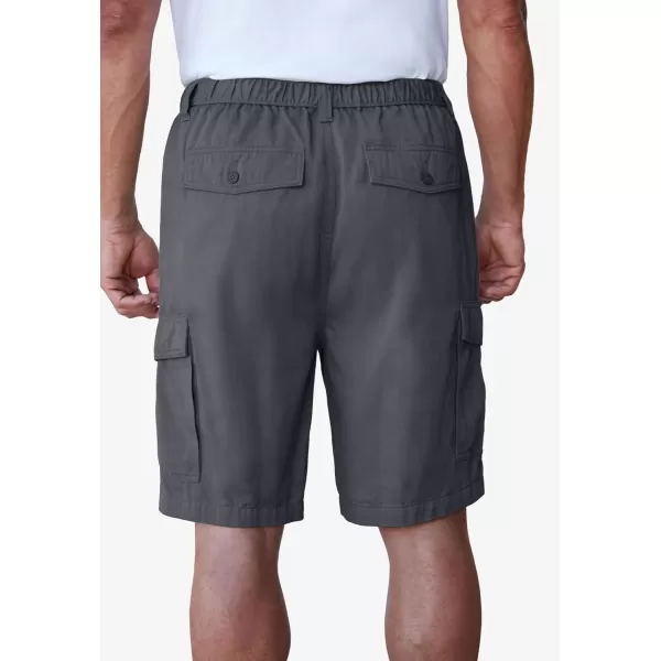 Boulder Creek by Kingsize Mens Big ampamp Tall Renegade 9quot Full Elastic Waist Cargo ShortsCarbon