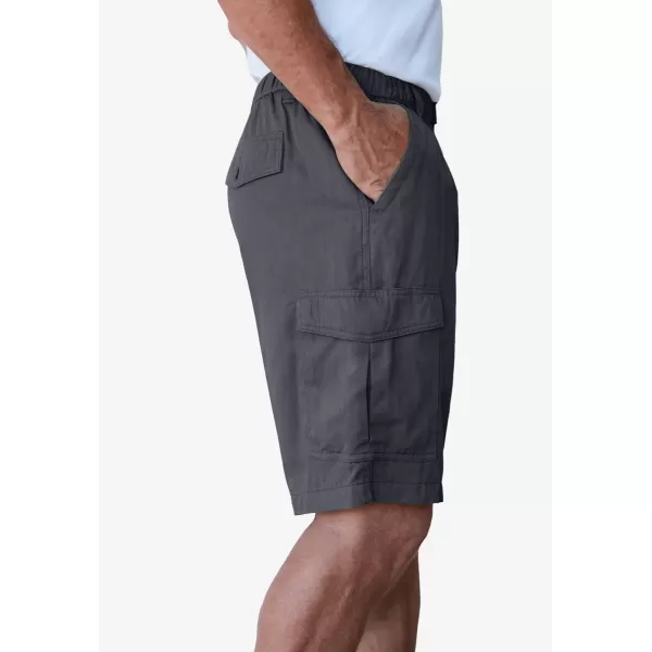 Boulder Creek by Kingsize Mens Big ampamp Tall Renegade 9quot Full Elastic Waist Cargo ShortsCarbon