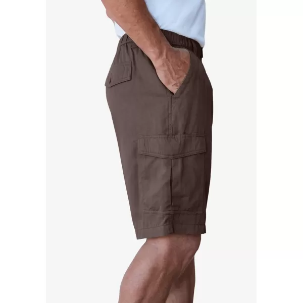 Boulder Creek by Kingsize Mens Big ampamp Tall Renegade 9quot Full Elastic Waist Cargo ShortsDark Brown