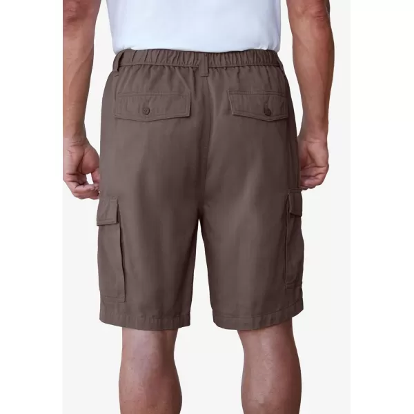 Boulder Creek by Kingsize Mens Big ampamp Tall Renegade 9quot Full Elastic Waist Cargo ShortsDark Brown