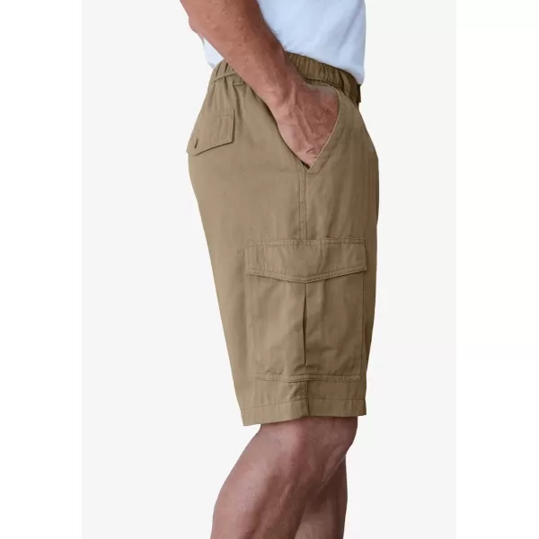 Boulder Creek by Kingsize Mens Big ampamp Tall Renegade 9quot Full Elastic Waist Cargo ShortsDark Khaki