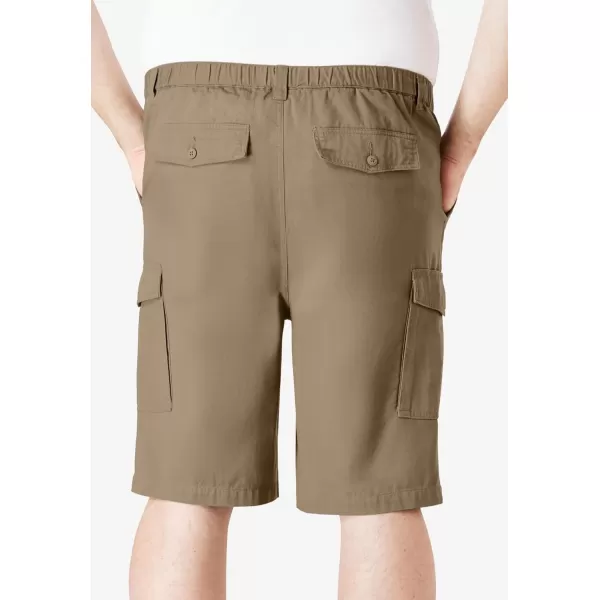 Boulder Creek by Kingsize Mens Big ampamp Tall Renegade 9quot Full Elastic Waist Cargo ShortsDark Khaki