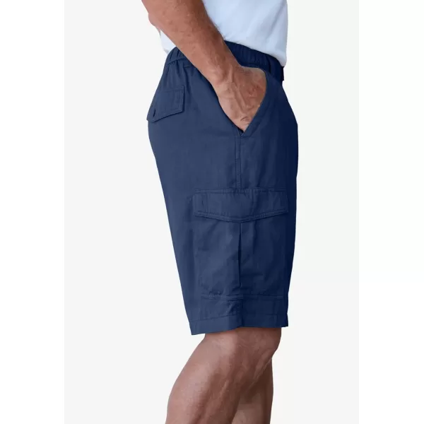 Boulder Creek by Kingsize Mens Big ampamp Tall Renegade 9quot Full Elastic Waist Cargo ShortsNavy