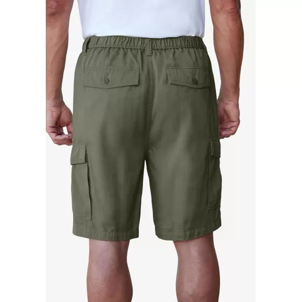 Boulder Creek by Kingsize Mens Big ampamp Tall Renegade 9quot Full Elastic Waist Cargo ShortsOlive