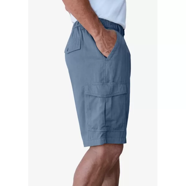 Boulder Creek by Kingsize Mens Big ampamp Tall Renegade 9quot Full Elastic Waist Cargo ShortsSlate Blue