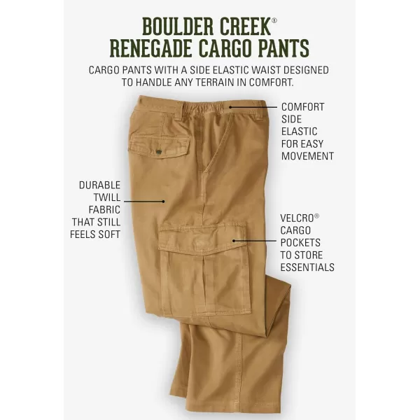 Boulder Creek by Kingsize Mens Big ampamp Tall Renegade SideElastic Waist Cargo PantsBlack