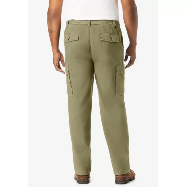 Boulder Creek by Kingsize Mens Big ampamp Tall Renegade SideElastic Waist Cargo PantsBlack Olive