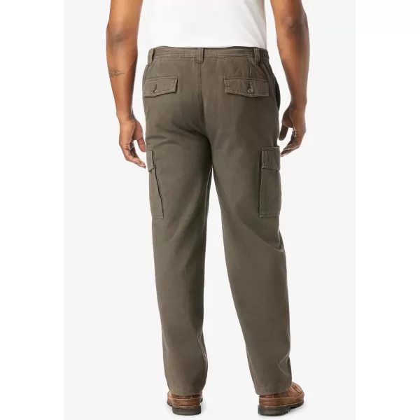 Boulder Creek by Kingsize Mens Big ampamp Tall Renegade SideElastic Waist Cargo PantsBlack Olive