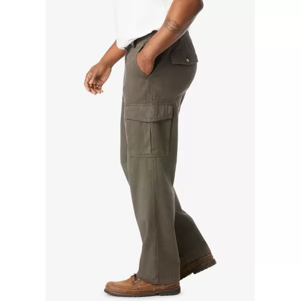 Boulder Creek by Kingsize Mens Big ampamp Tall Renegade SideElastic Waist Cargo PantsBlack Olive