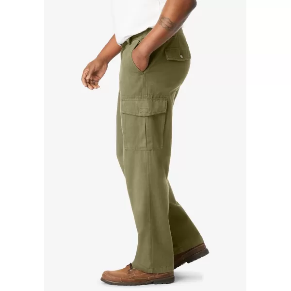 Boulder Creek by Kingsize Mens Big ampamp Tall Renegade SideElastic Waist Cargo PantsBritish Khaki