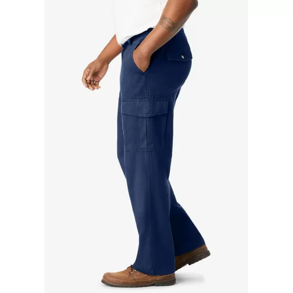 Boulder Creek by Kingsize Mens Big ampamp Tall Renegade SideElastic Waist Cargo PantsDark Blue