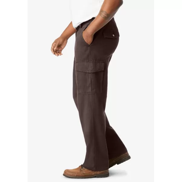 Boulder Creek by Kingsize Mens Big ampamp Tall Renegade SideElastic Waist Cargo PantsDark Brown