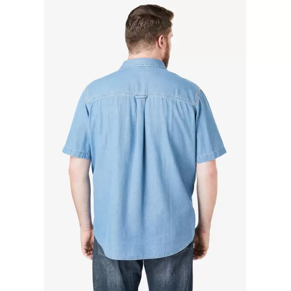 Boulder Creek by Kingsize Mens Big ampamp Tall Short Sleeve Denim and Twill ShirtBleach Denim