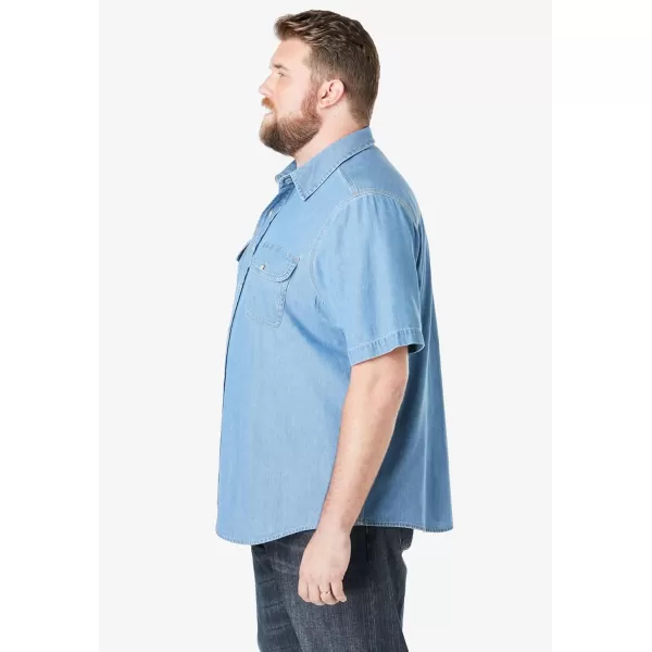 Boulder Creek by Kingsize Mens Big ampamp Tall Short Sleeve Denim and Twill ShirtIndigo Denim