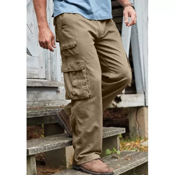 Boulder Creek by Kingsize Mens Big ampamp Tall SideElastic Stacked Cargo Pocket PantsBlack