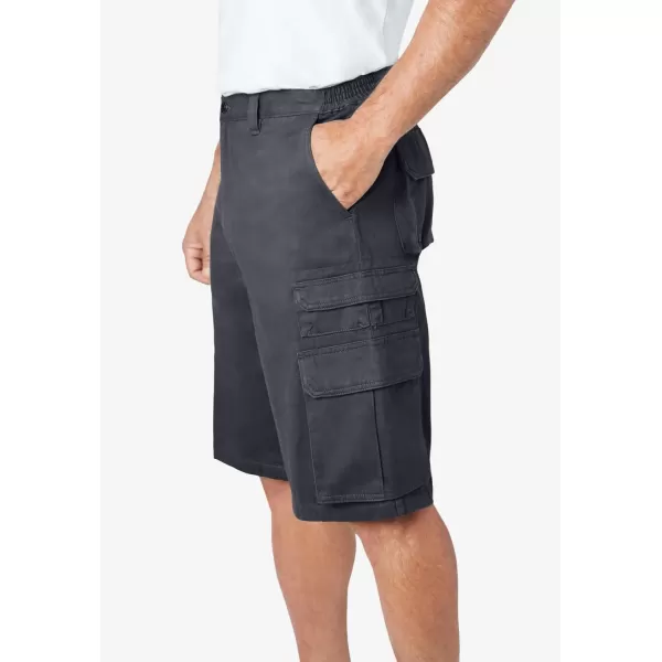 Boulder Creek by Kingsize Mens Big ampamp Tall SideElastic Stacked Cargo Pocket ShortsCarbon