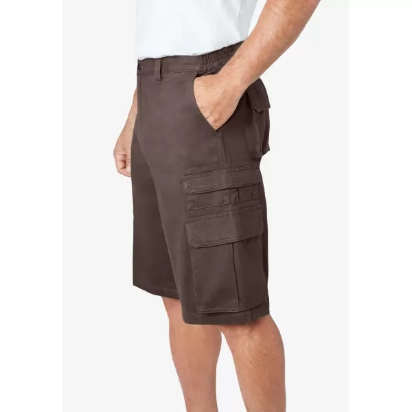 Boulder Creek by Kingsize Mens Big ampamp Tall SideElastic Stacked Cargo Pocket ShortsDark Brown