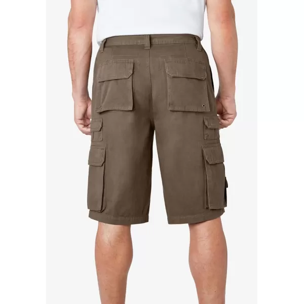 Boulder Creek by Kingsize Mens Big ampamp Tall SideElastic Stacked Cargo Pocket ShortsDark Brown