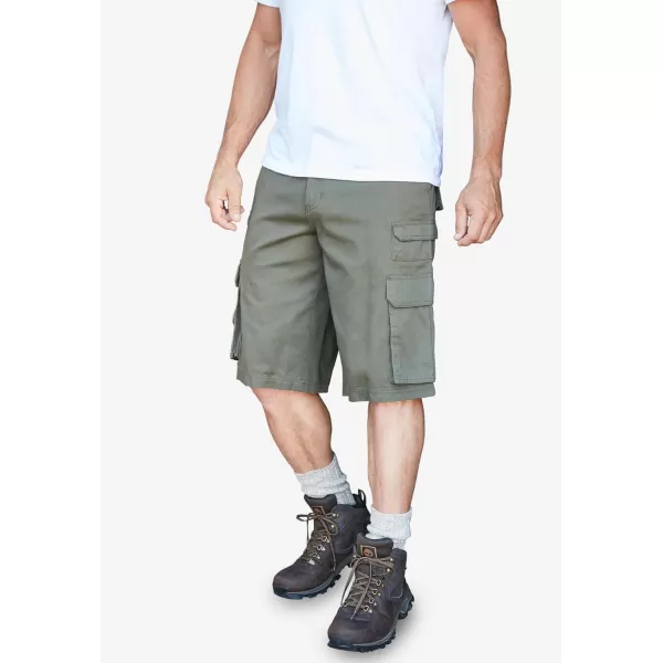 Boulder Creek by Kingsize Mens Big ampamp Tall SideElastic Stacked Cargo Pocket ShortsDark Brown