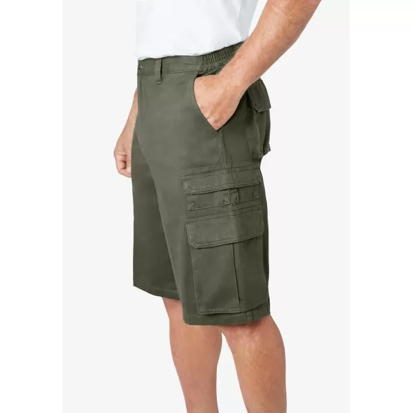 Boulder Creek by Kingsize Mens Big ampamp Tall SideElastic Stacked Cargo Pocket ShortsOlive