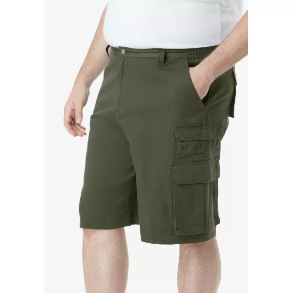 Boulder Creek by Kingsize Mens Big ampamp Tall SideElastic Stacked Cargo Pocket ShortsOlive