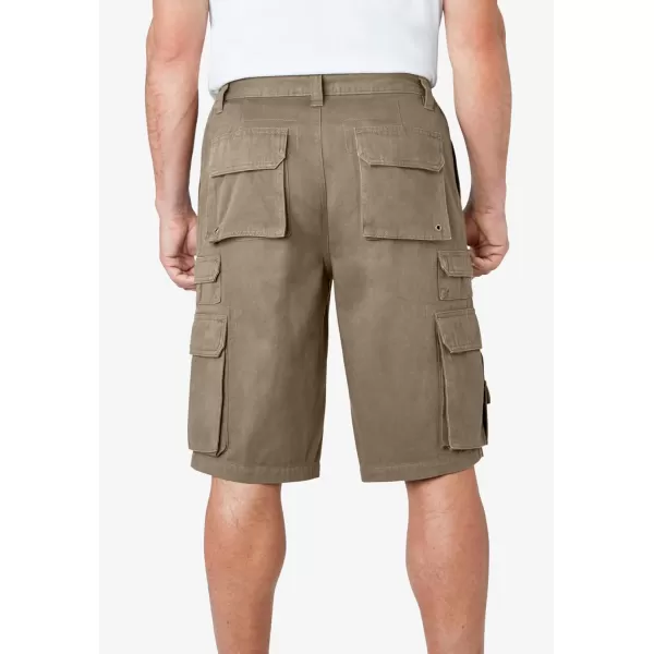 Boulder Creek by Kingsize Mens Big ampamp Tall SideElastic Stacked Cargo Pocket ShortsOlive Camo