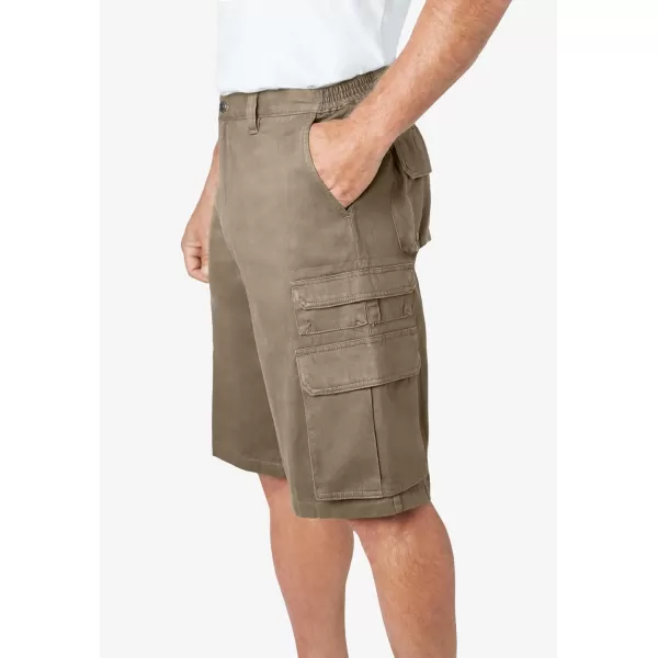 Boulder Creek by Kingsize Mens Big ampamp Tall SideElastic Stacked Cargo Pocket ShortsOlive Camo